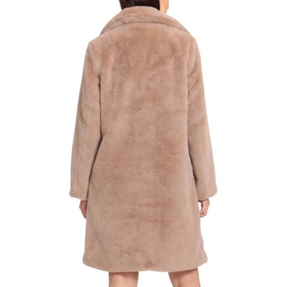 New Avec Les Filles Faux Fur Knee Length Taupe Coat XS - Picture 4 of 7